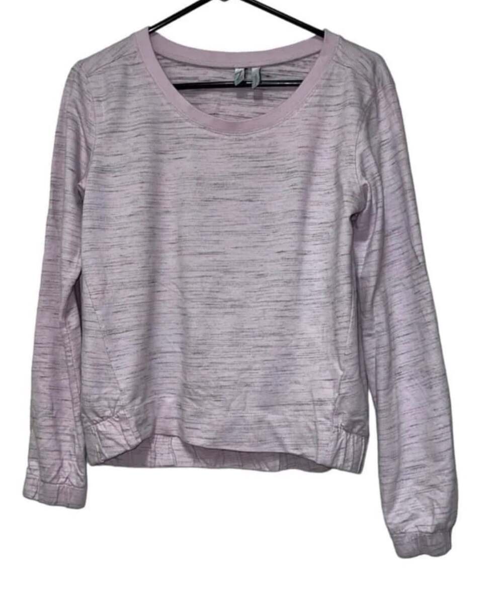 Zella Long Sleeve Pullover Sweatshirt Size S Pink Marled Textured